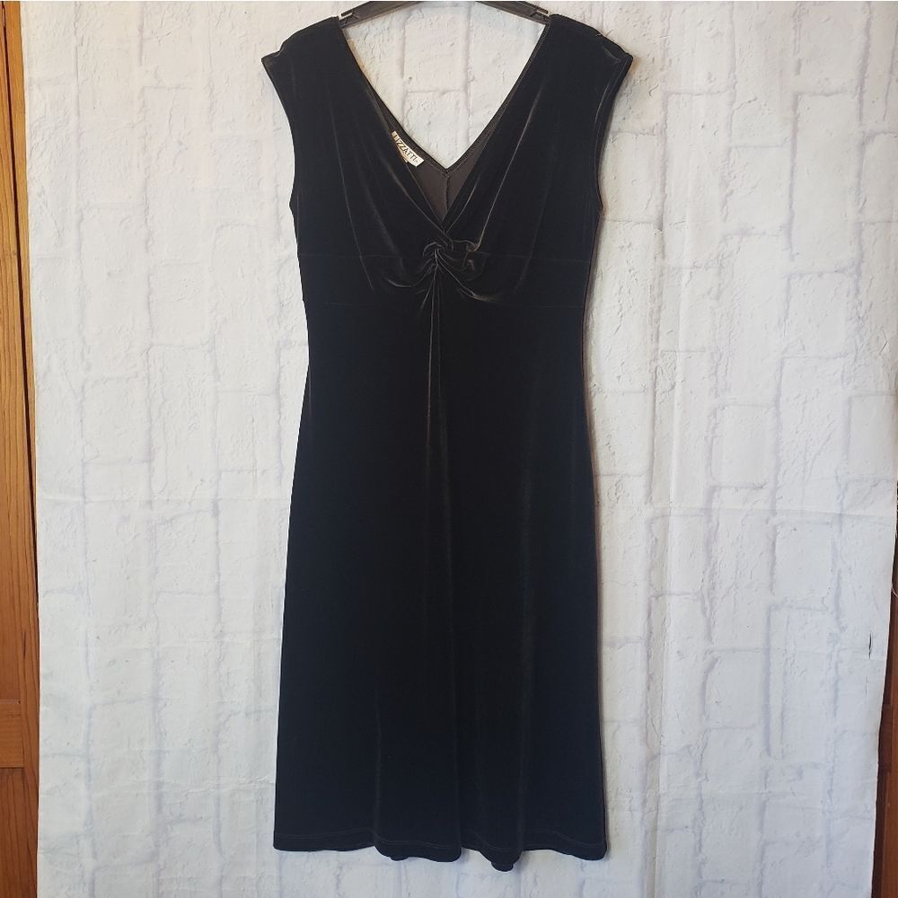 LIZZATTI Dark Brown Sleeveless Velvet A-line MIDI DRESS 8